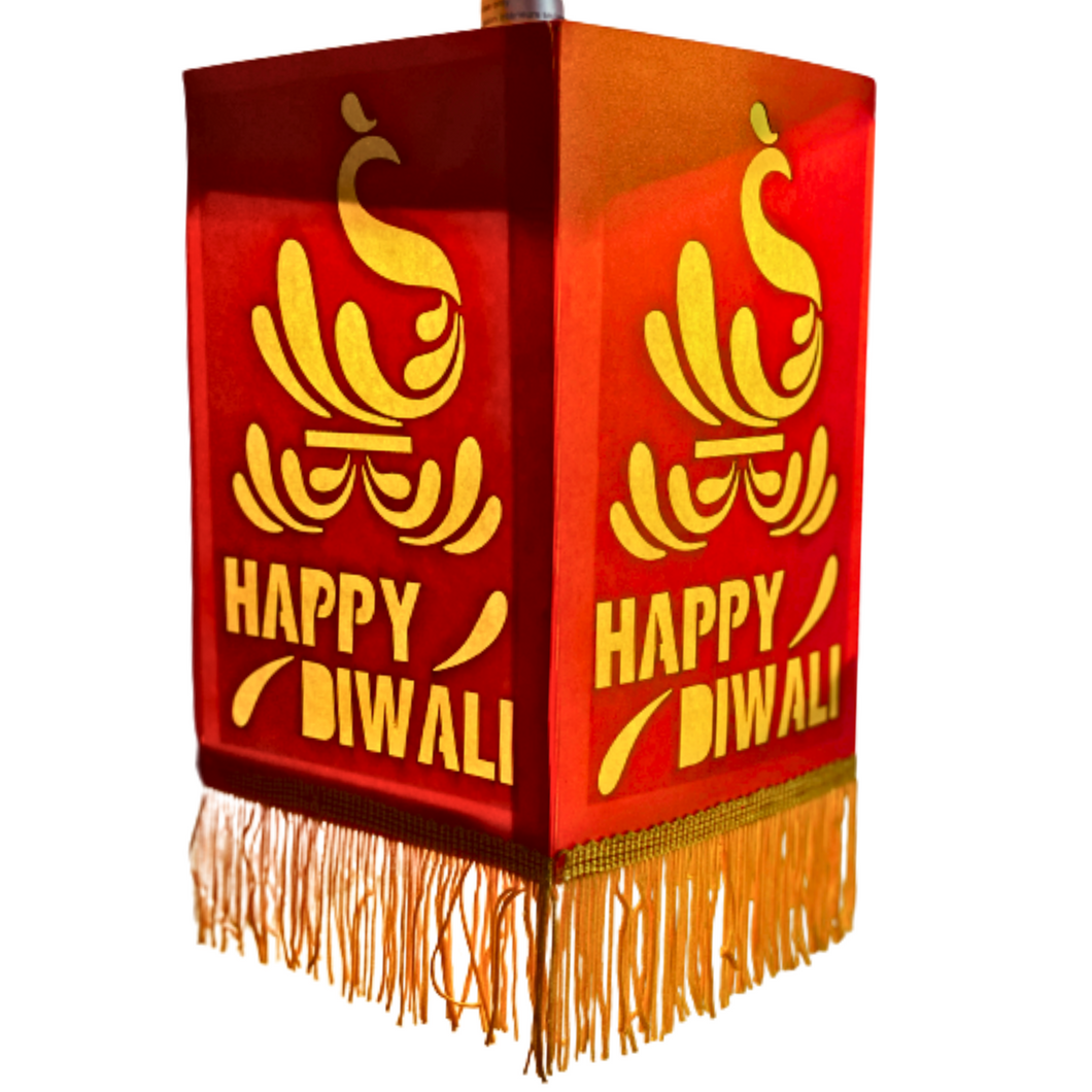 Indian paper lantern (Kandeel) Happy Diwali with Swan Motif